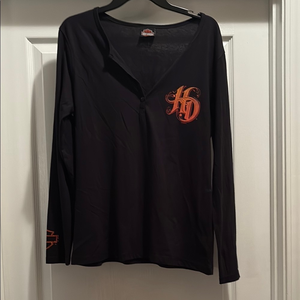 Harley-Davidson Black Long Sleeve with Orange Accents
